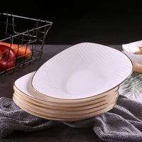 luxury party birthday plate set food white gold nordic sushi ceramic dinner plate dessert vaisselle cuisine tableware supplies