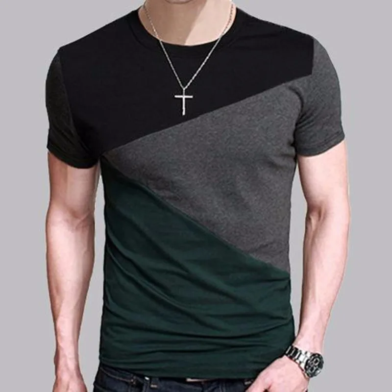 

B1595-Summer new men's T-shirts solid color slim trend casual short-sleeved fashion