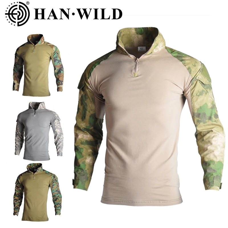 

US Army Combat Men Outdoor Tactical Military T-Shirts Camouflage Long Sleeve Sports Breathable Hunting Climbing Fishing Shirts