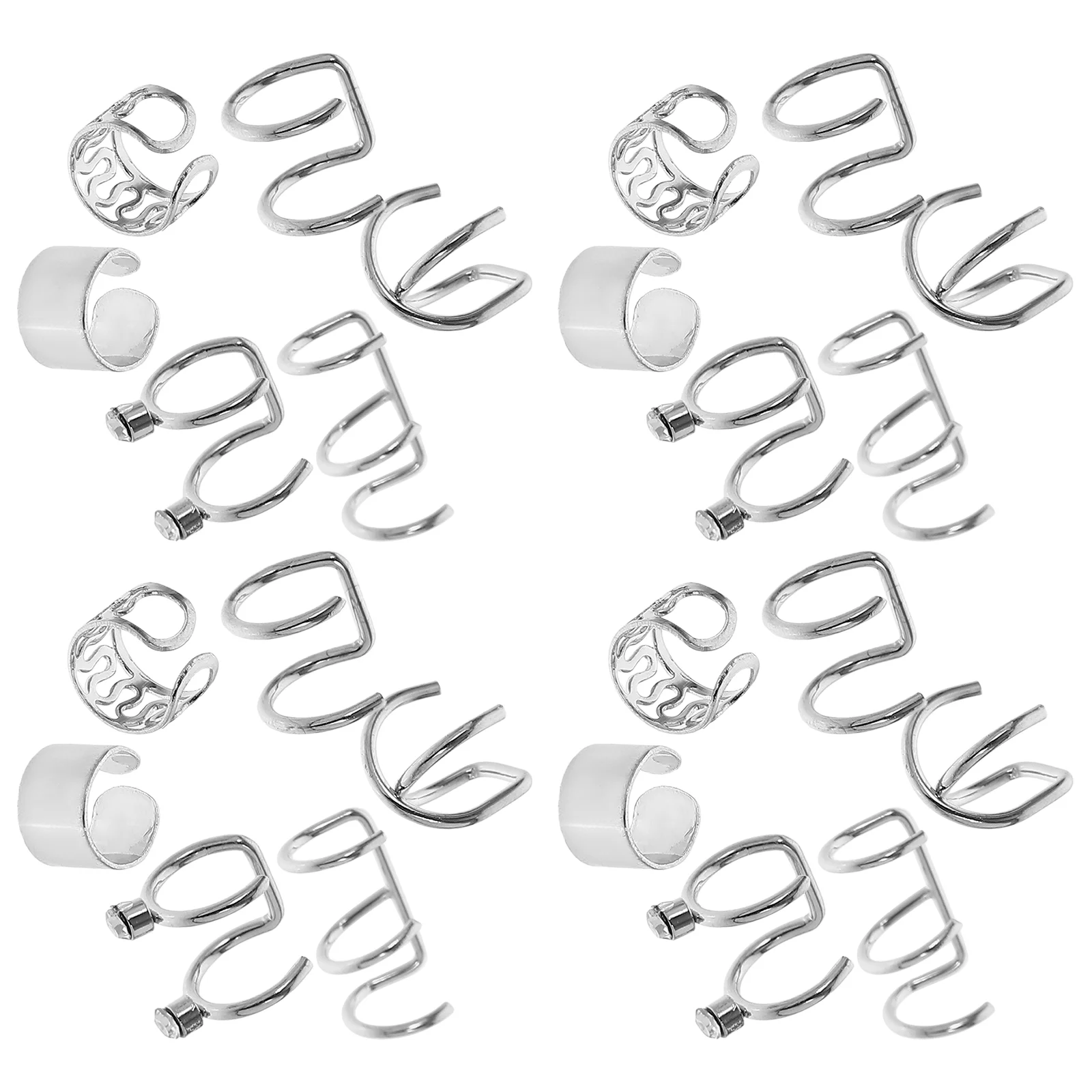 24-шт. Серьги-каффы без пирсинга зажимы для ушей серьги дреды косы манжеты волос