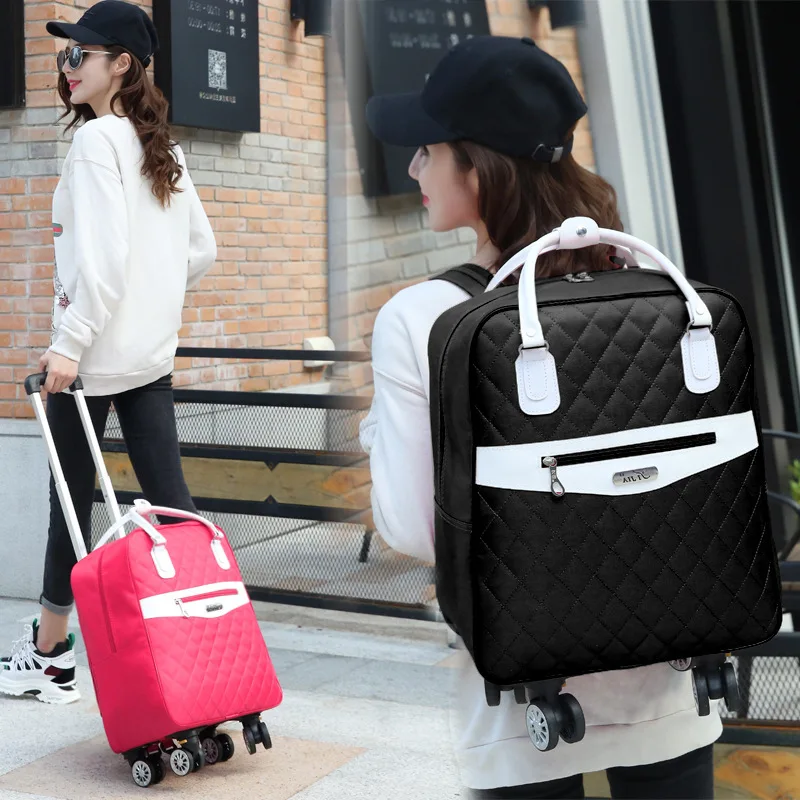 

Сумка на колесиках для женщин, дорожный рюкзак из ткани Оксфорд на колесиках, вместительный чемодан на колесиках для путешествий
