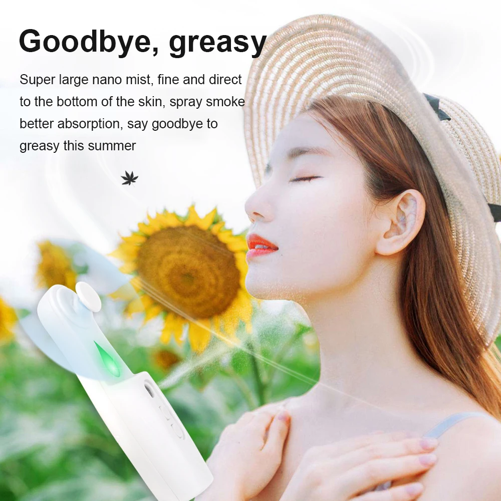 

Portable Neck Fan Portable Two-in-one Fan Water Replenisher Strong Power With Water Meter Spray Space Saver Small Fan