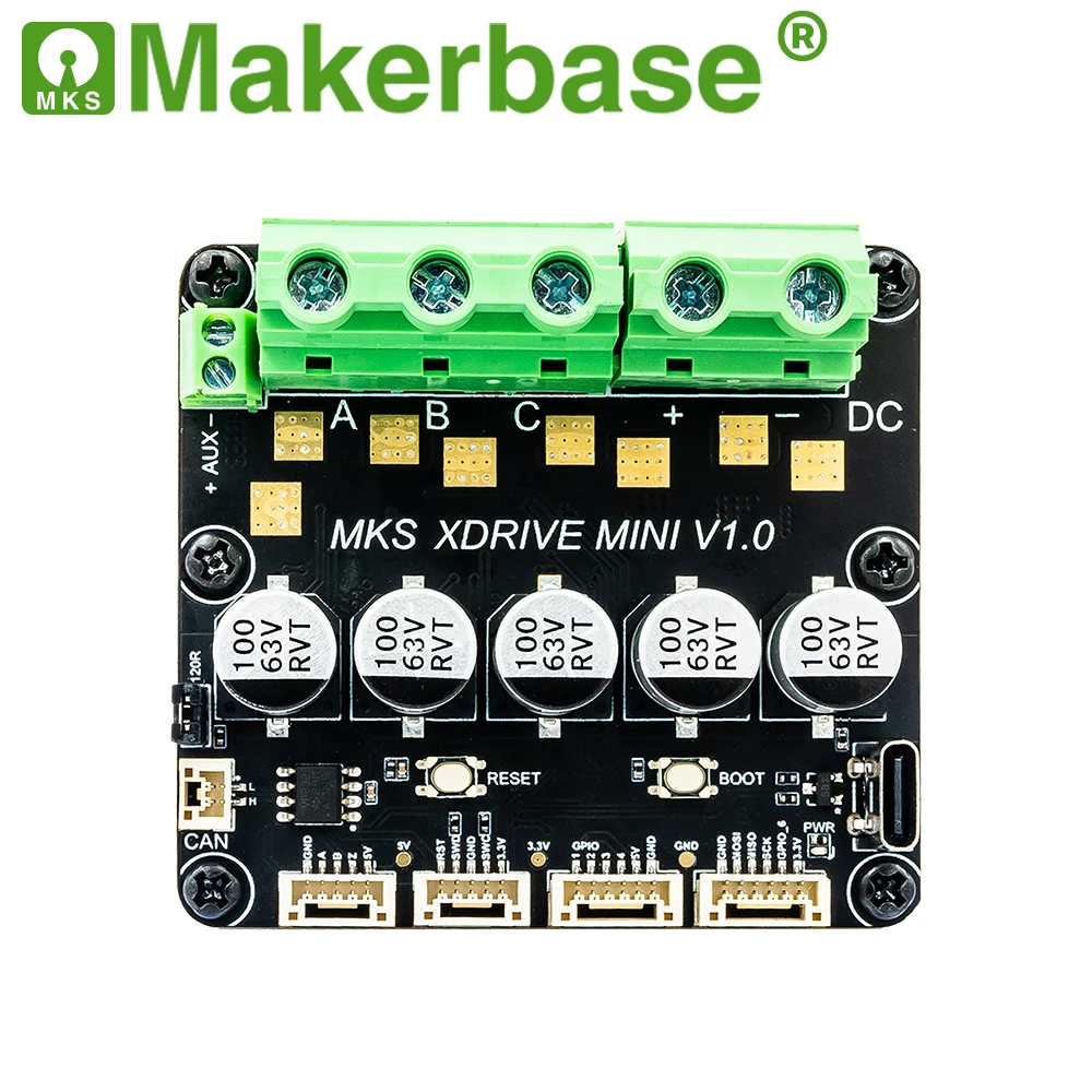 Фото Контроллер бесщеточного серводвигателя Makerbase MKS XRIVE MINI ODrv V3.6 со встроенным драйвером FOC AS5047P высокой точности для роботов, ЧПУ, 3D-принтеров №4