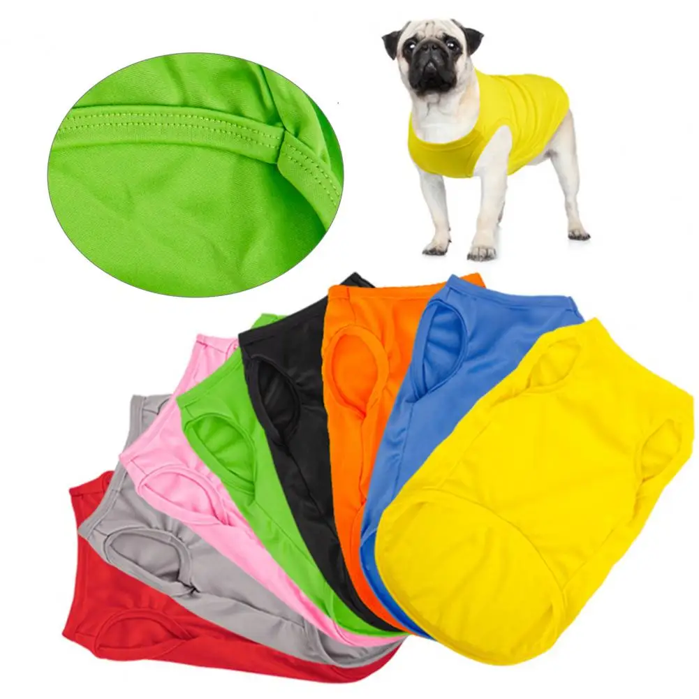 

Dog Vest Round Neck Elastic Cotton T-shirt Summer Pet Clothes Puppy Costume