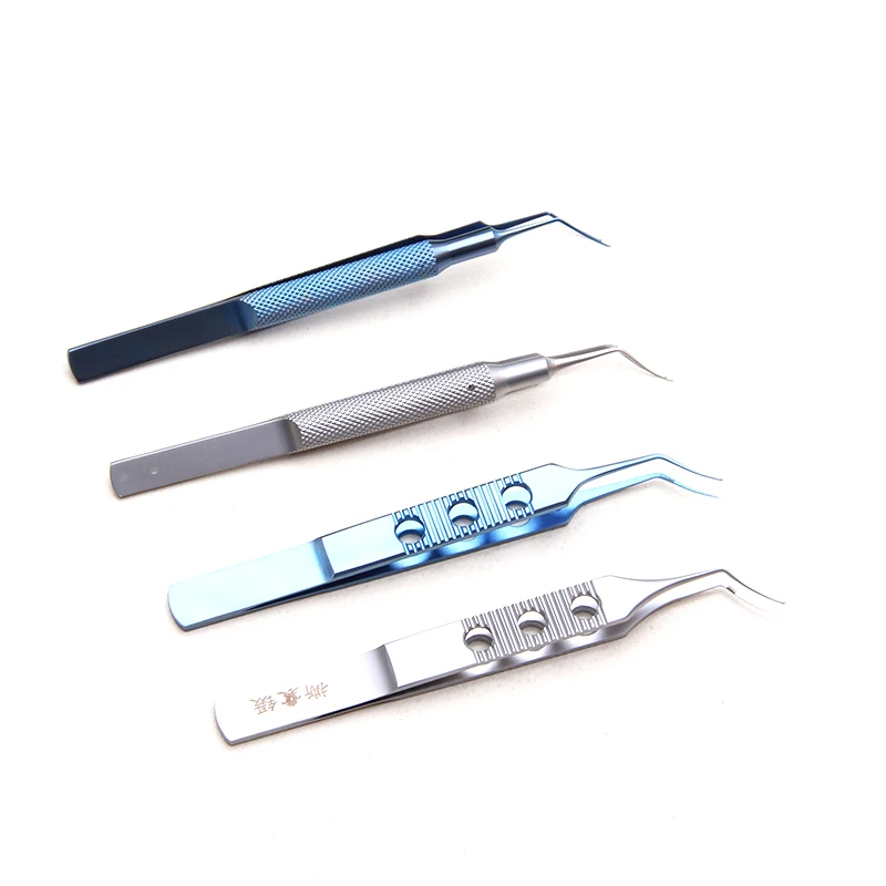 Ophthalmic Capsulorhexis Stainless 3-hole Dovetail Micro Forceps Titanium Tweezers Instruments