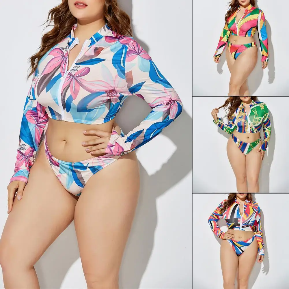 

1 Set Chic Summer Bikini Breathable Lightweight Bathing Suit Clear Printing Women Swimsuit