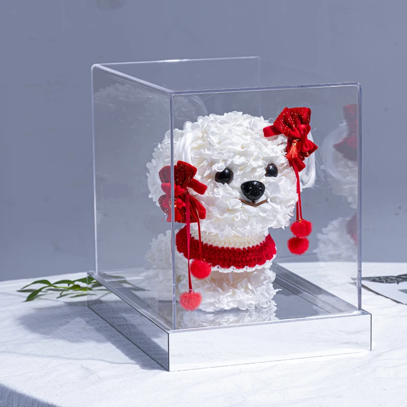 Фото Вечная роза, вышивка, шар, вечный цветок Marzis Teddy Dog, акриловое украшение для дома, День Святого Валентина, вечерние, подарок №3