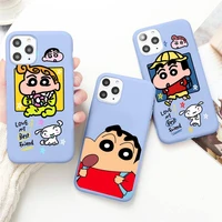 crayon shin chan phone case for iphone 13 12 mini 11 pro max x xr xs 8 7 6s plus candy purple silicone cover