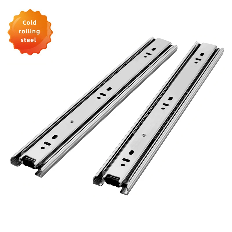 

Drawer Track Cold Rolling Steel Drawers Slide Rail Three Section Slides Furniture Tracks Mute or Damping Soft Close Option