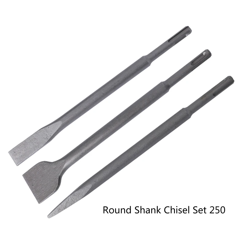 

3 Pcs SDS Plus Chisel Set Electric Hammer Tile Width Round Handle Pointed Chisel Drill Tool Impact Drill Wall Drilling