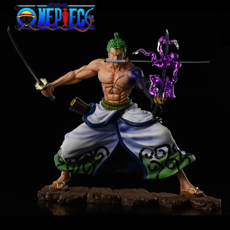 One Piece Anime Figure Roronoa Zoro 28cm Wano Country Three-Knife Action Figurine Gk Pvc Statue Collectible Model Toy For Gift