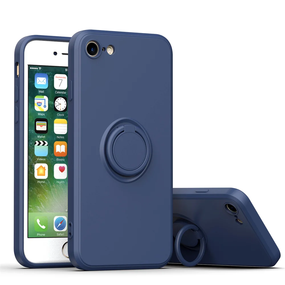 Роскошный чехол из жидкого силикона с магнитным кольцом-держателем для iPhone 16 Pro Max