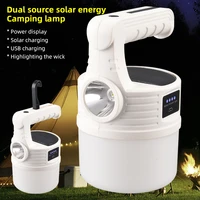 3 pcs solar camping light with side light internal electric display five gear portable hook large with usb cable