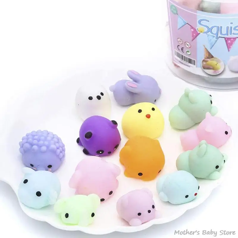 

24pcs/bucket Decompression Squishy Toy Cute Animal Antistress Ball Squeeze Toy Soft Sticky Squishi Stress Relief Toys Funny Gift