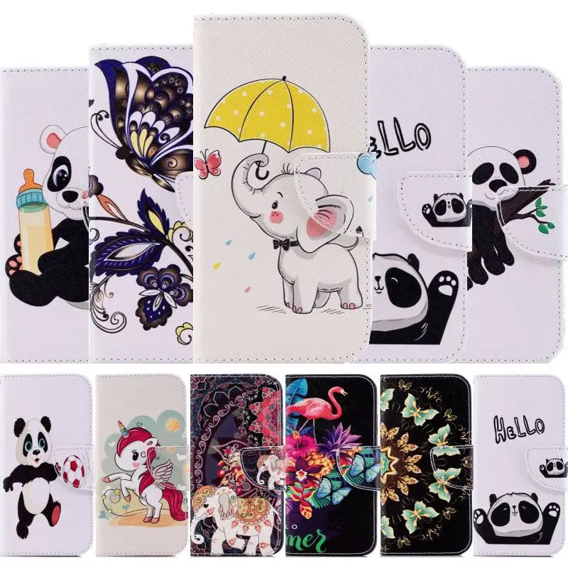 

Cute Panda Cover Card Slot Case For Xiaomi A2 Lite Redmi 6 6A Note 5 6 Pro 4X Capa Elephant Wallet Leather Fundas D07Z