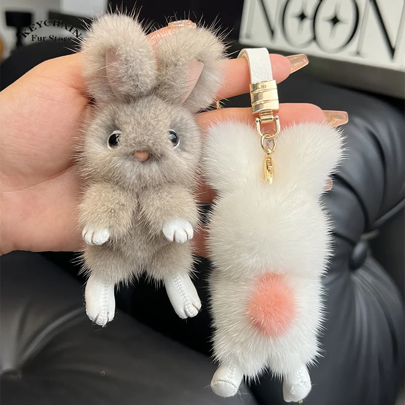 Пушистая Кукла Кролик мех норки брелок кролик женская сумка автомобильный