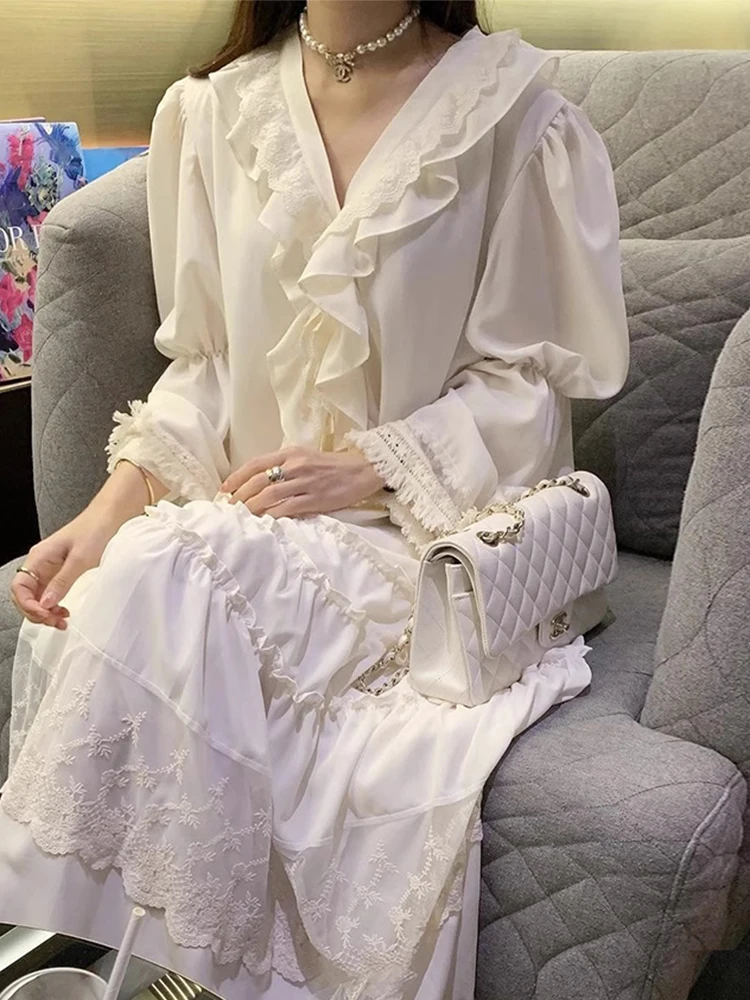 Французское нежное элегантное женское платье Vestidos 2024 осеннее корейское шикарное