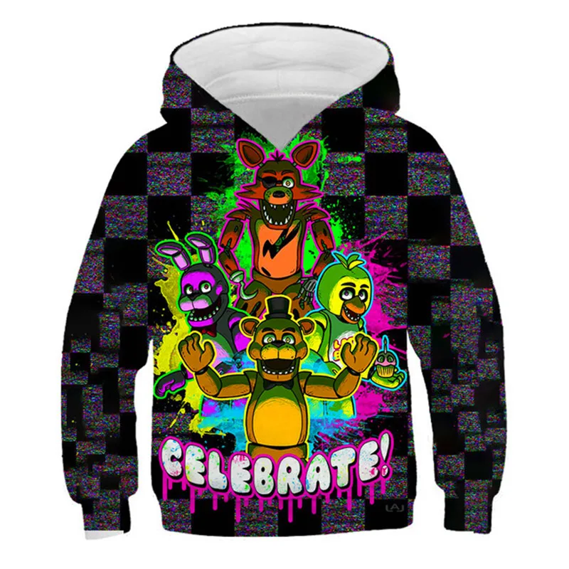 

4-14 Years Old Children's Night At Freddy Autumn Hoodies Long Sleeve Kids Casual Sweatshirts Clothes Boys Girls Cartoon Hoodies