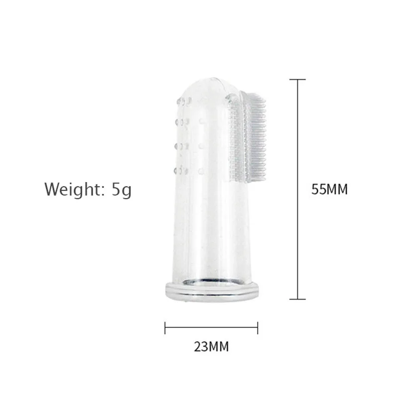 Зубная щетка на палец для домашних питомцев силиконовая прозрачная собак и кошек