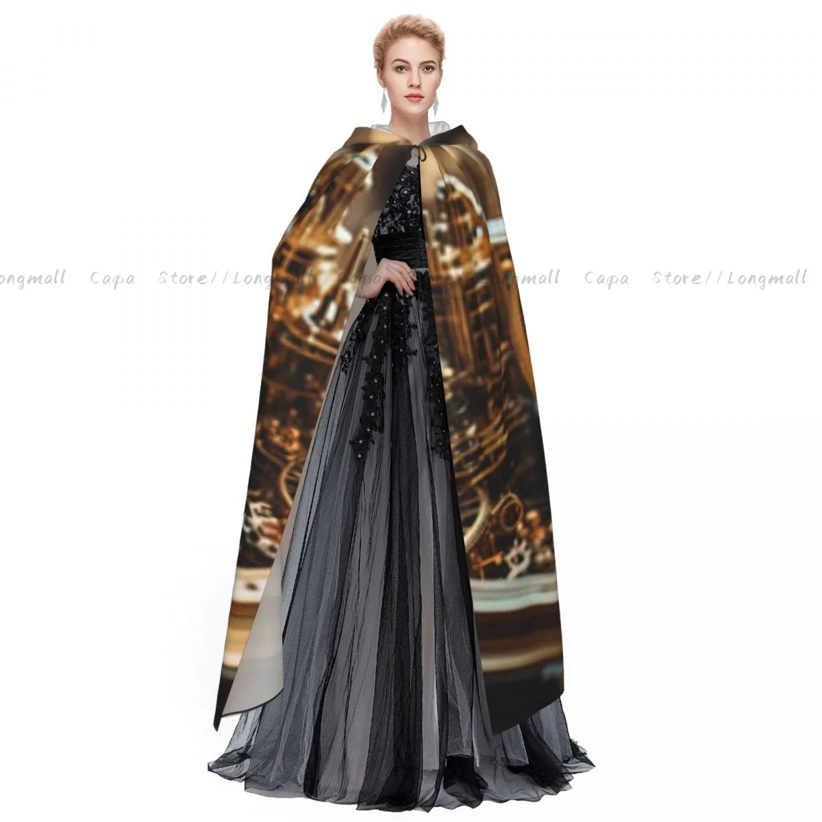 Мантия с капюшоном для взрослых симфонические часы накидка на Хэллоуин длинный