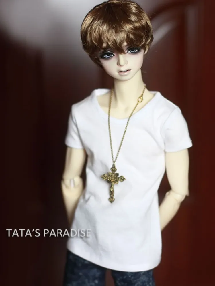 

4 points 3 points uncle BJD SD DD doll clothes white round neck short sleeve top t-shirt doll clothing accessories