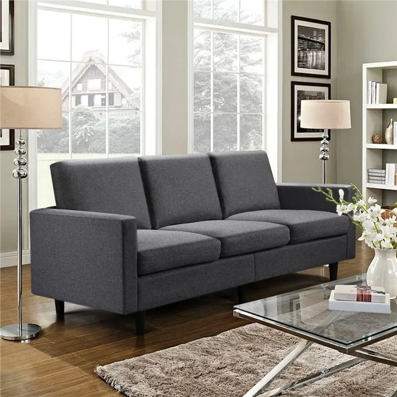 

Contemporary Fabric 3-Seater Sofa, Gray