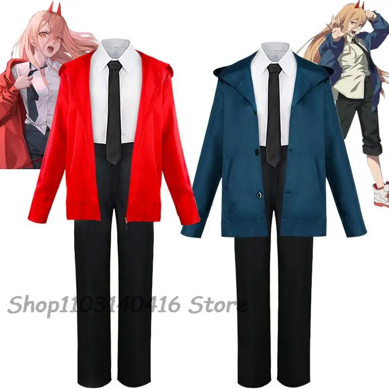 

Anime Chainsaw Man Power Makima Cosplay Anime Costume Long Jacket Coat Black Suit Uniform Adult Wig Women Men Halloween