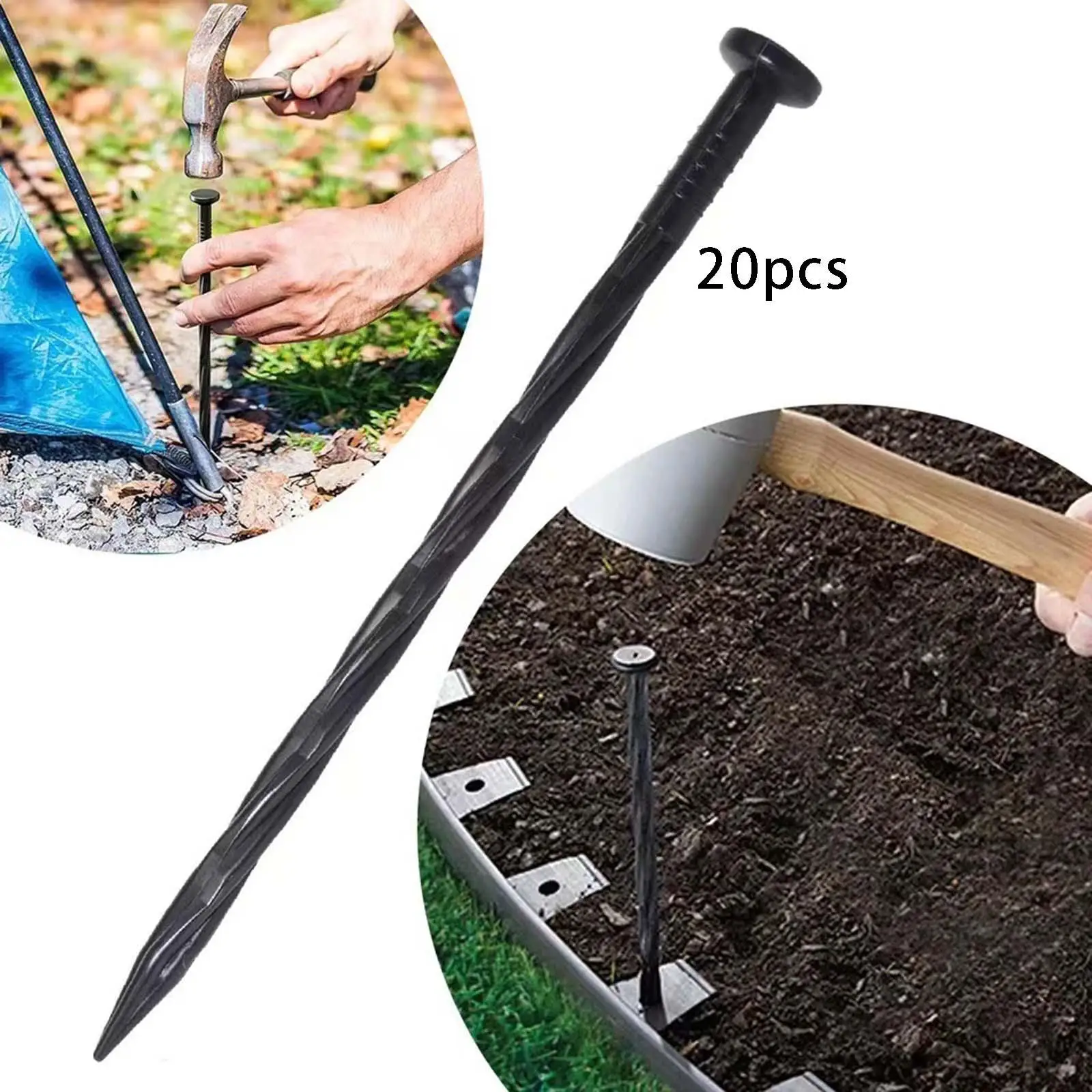 

20Pcs Ground Netting Pegs Garden Fixing Anti Pull 8inch Securing Pegs Tent Weed Sod Fabric Landscape