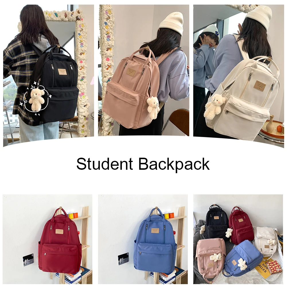 

Повседневный Рюкзак в стиле преппи, однотонный простой рюкзак для девочек, вместительный спортивный рюкзак для активного отдыха, путешествий, кемпинга