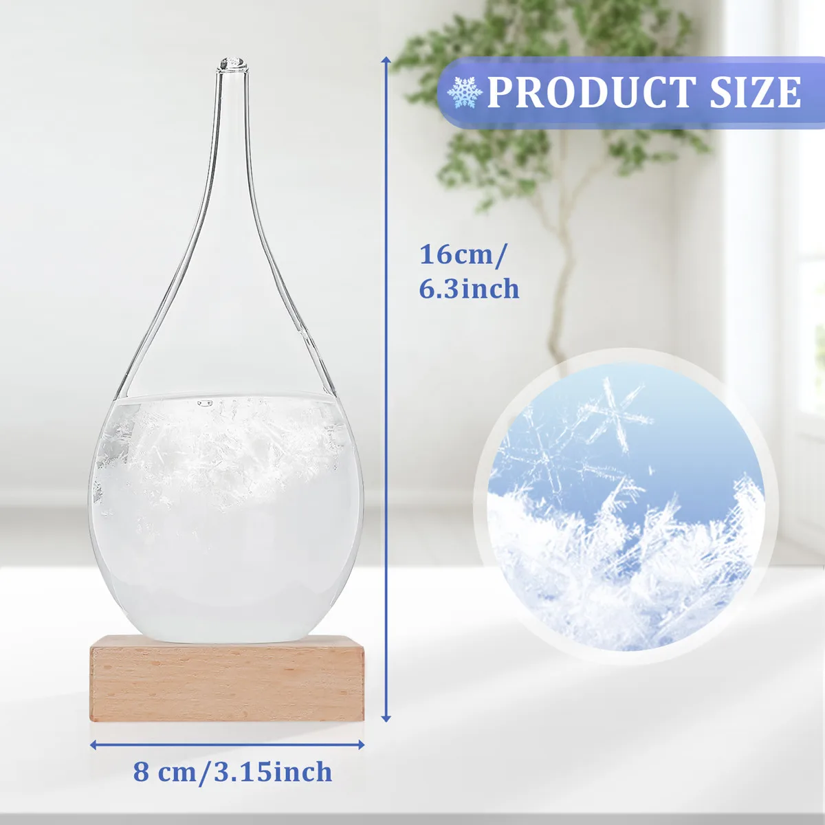 

Desktop Droplet Storm Glass Bottle Weather Forecast Predictor Monitor With Wooden Base Home Table Decoration