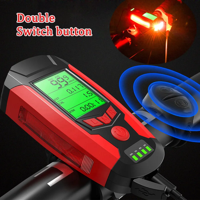 

Велосипедный свет 3 в 1 USB велосипедный фонарик 5 светодиодный велосипедный спидометр/звуковой сигнал велосипедный передний фонарь цифровой велосипедный одометр для всех велосипедов