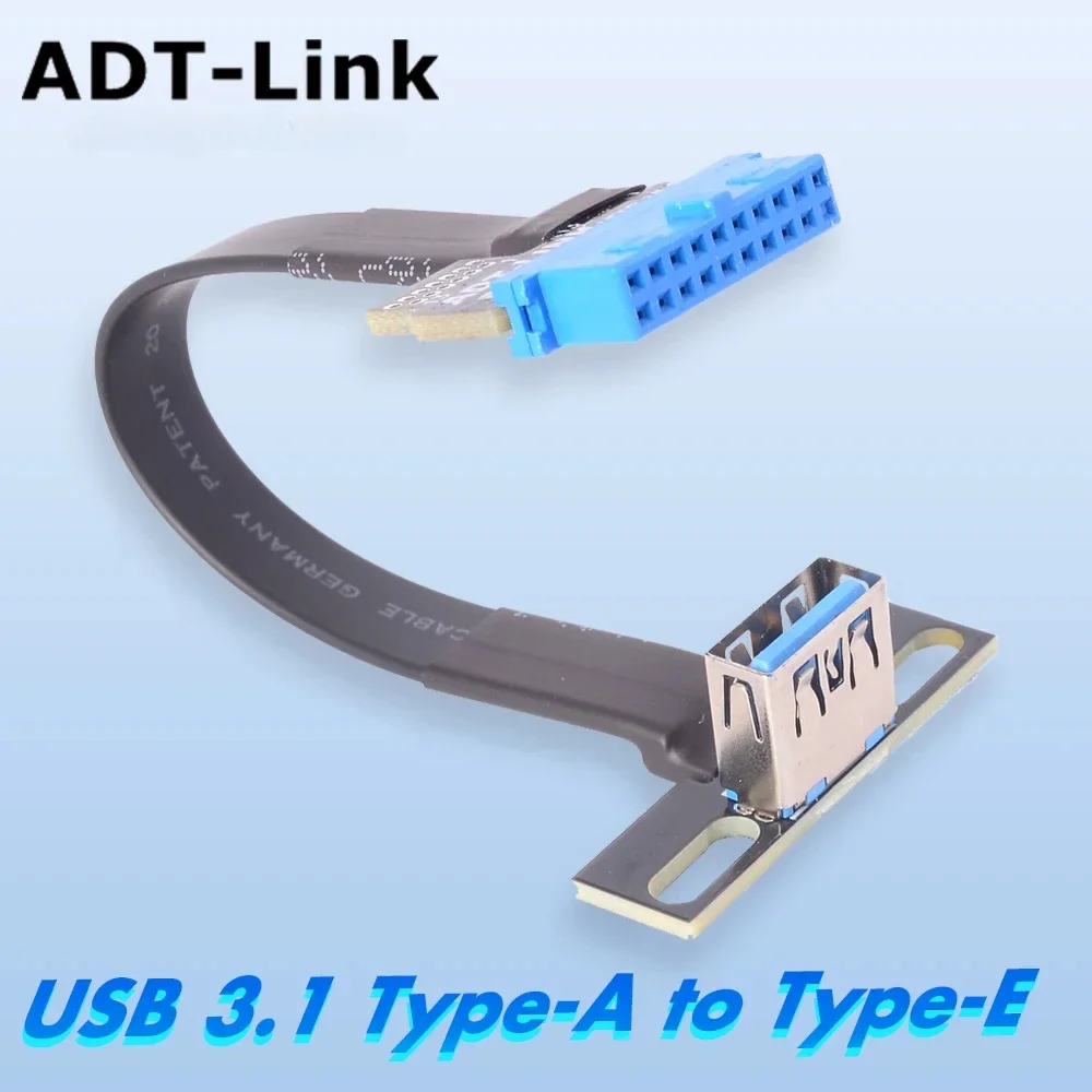 ADT-Link USB 3.0 Двойная розетка USB-A для внутреннего разъема 19/20-контактного папа