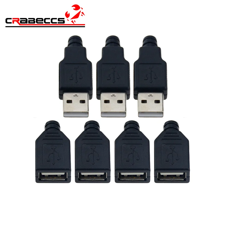 

10 шт./лот тип A папа разъем USB 4 штырька разъем с пластиковой крышкой припой провод картридж тип А набор из трех частей
