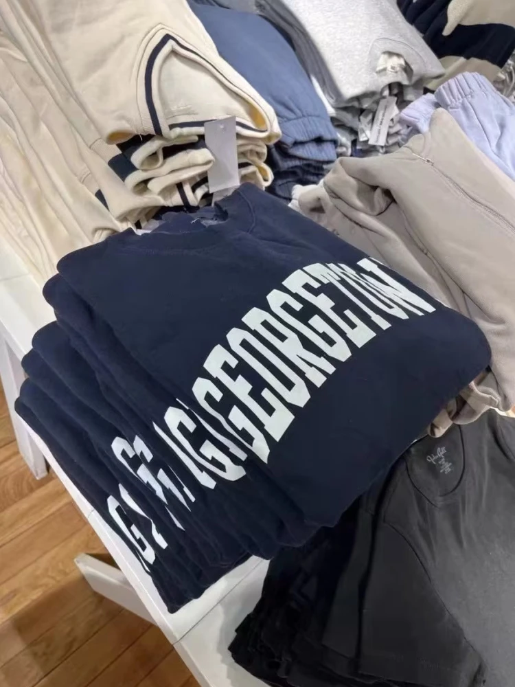 Повседневные женские свитшоты с принтом жоржтауна осень 2023 Модные круглым