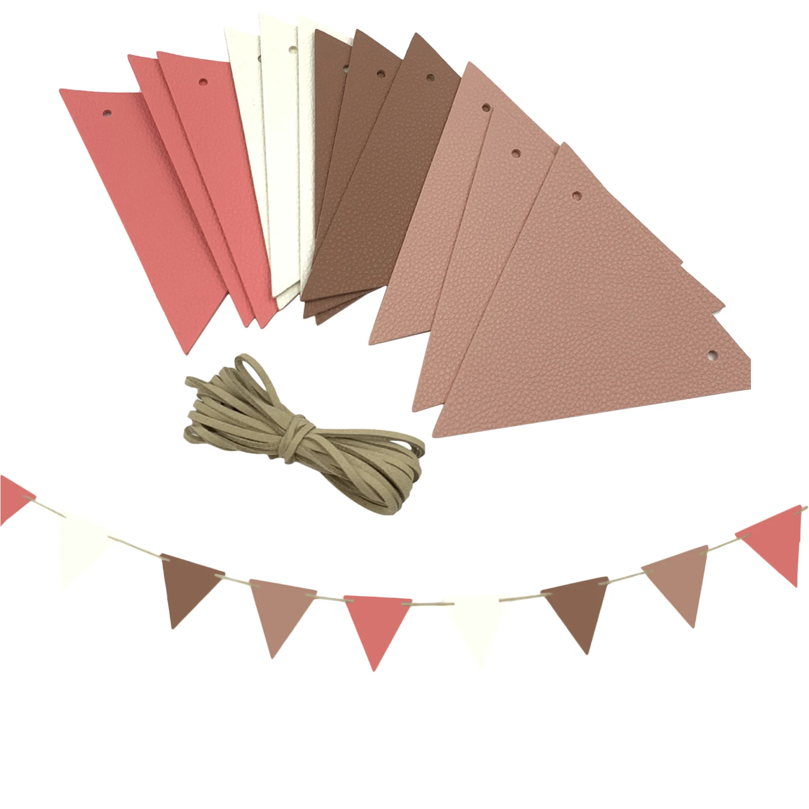 

4 Multicolor Flags Bunting Banner Leather Triangle Flag Assembled Banners Assembled Banners For Colorful Birthday Party