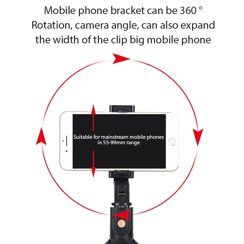 

For Phone Universal Telescopic Stick With Phone Holder Clip Selfie Stick Aluminum Tripod For Mobile For All Smart Phone