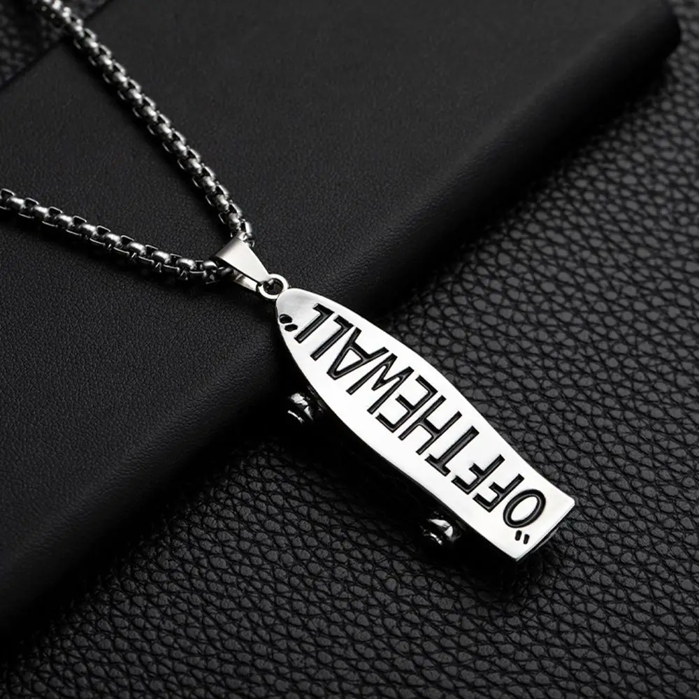Unique Skateboard Shoelace Wheel Necklace Hip Hop Male Creative Letter Skateboard Design Necklace Long Sweater Chain Accessories