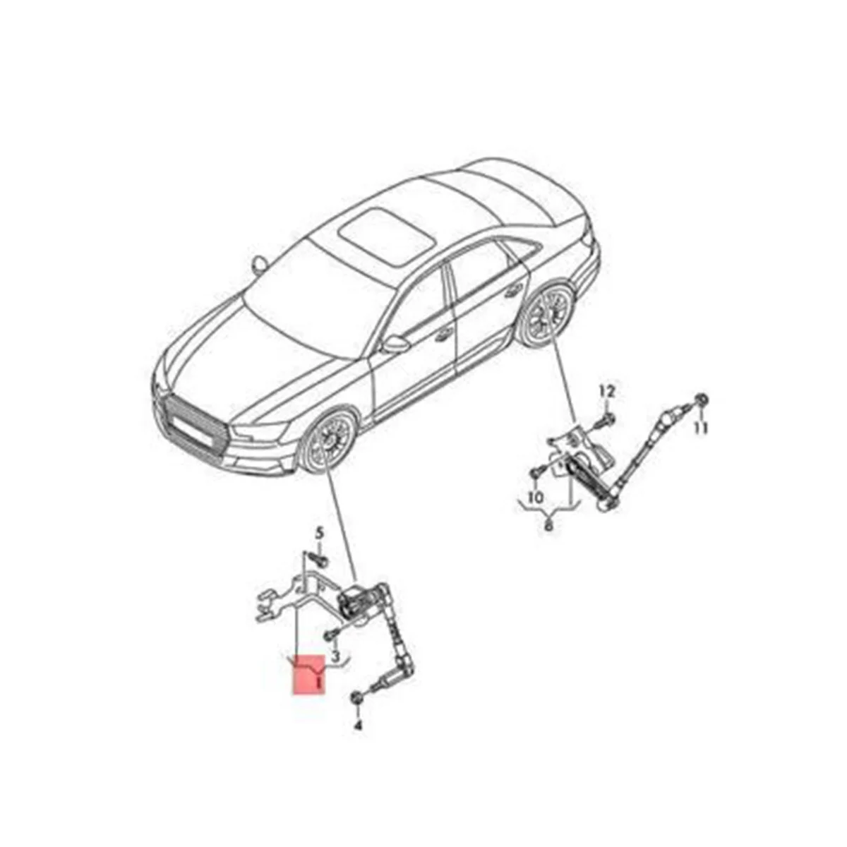 

1Set/4Pc Body Height Headlight Level Sensor for Audi A4 S4 A5 RS5 S5 2016-2023 8W0941285E 8W0941286E 4M0907803 4M0907503