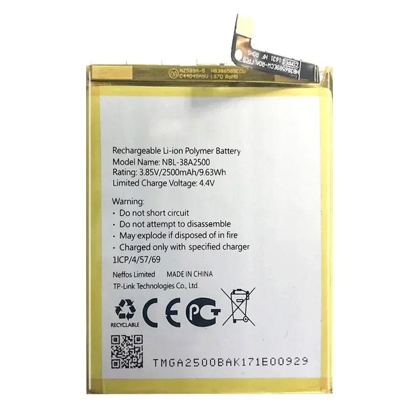 NBL-38A2500 2500mAh Сменный аккумулятор для TP-link Neffos X1 Lite TP904A TP904C