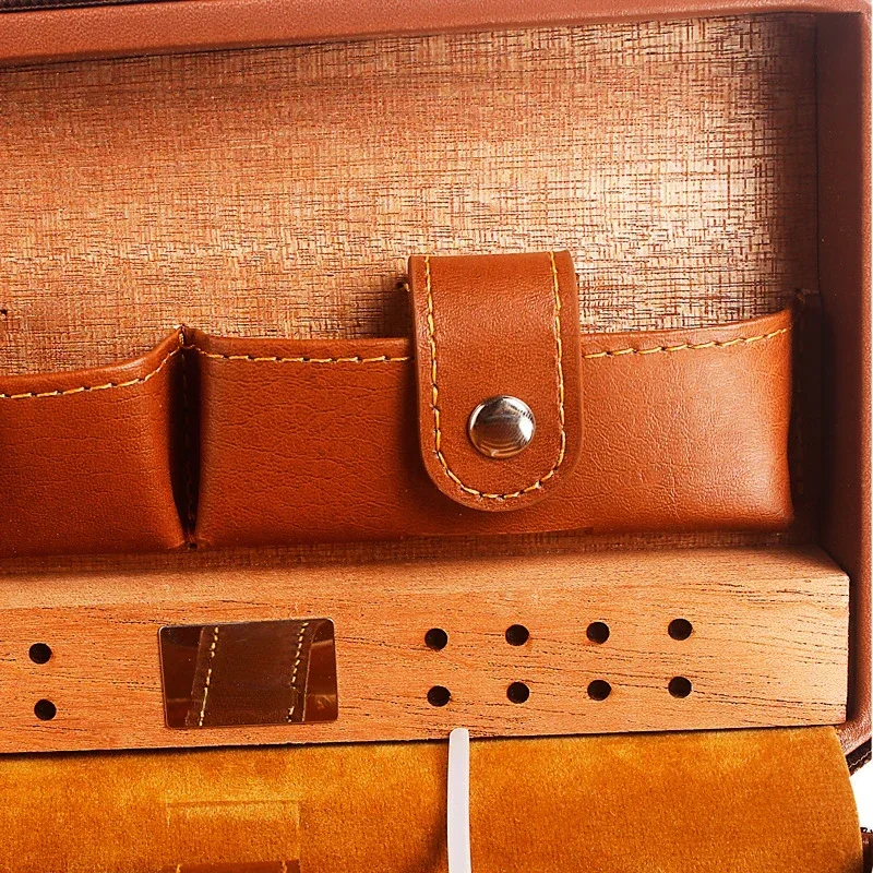 Искусственная коробка для сигар путешествий искусственная кожа кедр дерево