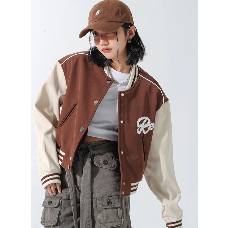 

Куртка женская короткая однобортная, модный винтажный жакет с круглым вырезом и длинным рукавом, для отдыха, зимняя верхняя одежда коричнев...