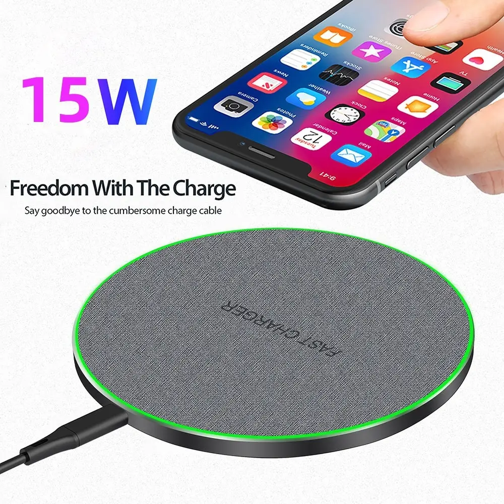 

15W Wireless Charger For iPhone 14 13 12 11 Pro XS X XR 8 Induction Type C Fast Charging Pad for Samsung S22 S21