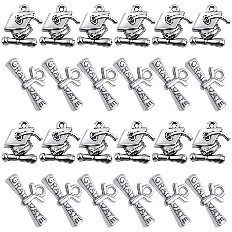 

14pcs Mixed Graduation Cap Graduation Hanging With Diploma Charms Alloy Metal Pendants For DIY Necklace Bracelet Jewelry Making
