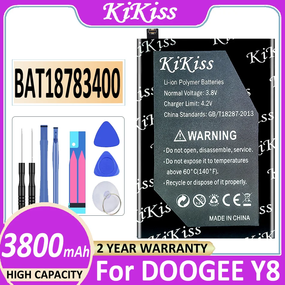 

Battery for Doogee Y8 Replacement Batteries Rechargeable for Doogee Y 8 Li-polymer Bateria BAT18783400 3800mAh + Repair Tools