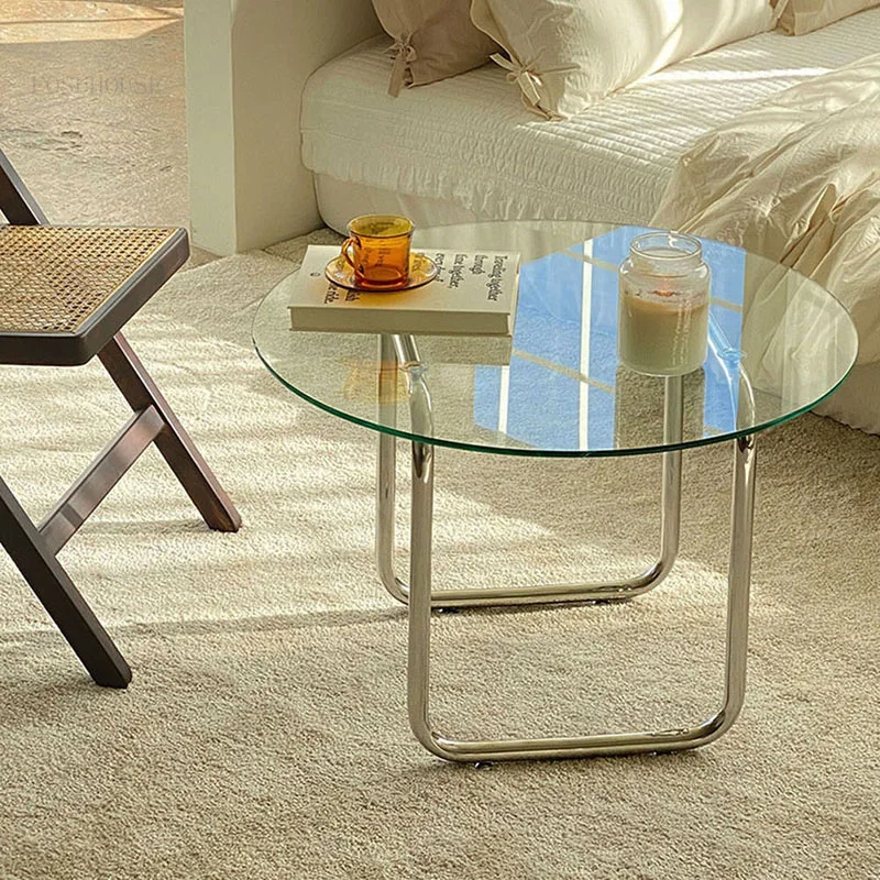 

Стеклянные журнальные столики в скандинавском стиле, роскошная мебель для гостиной, современный домашний прозрачный низкий минималистичный круглый диван, боковой столик