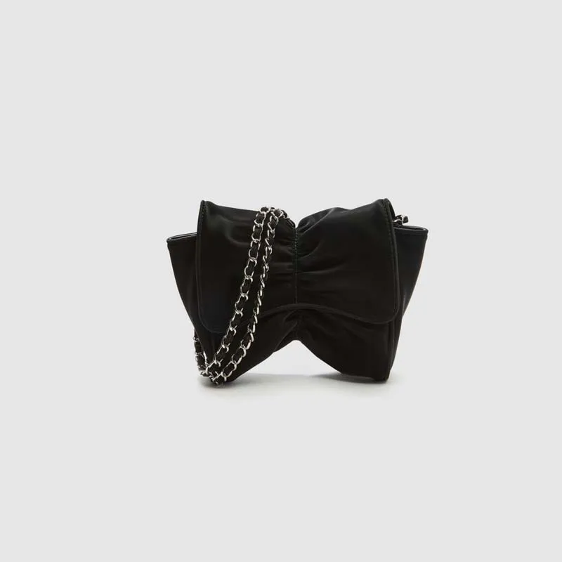 Bowtie Casual Chain Underarm Mini Bags for Women Fashion Versatile Candy Color Shoulder Bag PU Leather Soft  Purses and Handbags