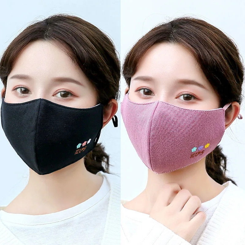 

1 шт., Женская Пылезащитная дышащая маска для лица с вышивкой