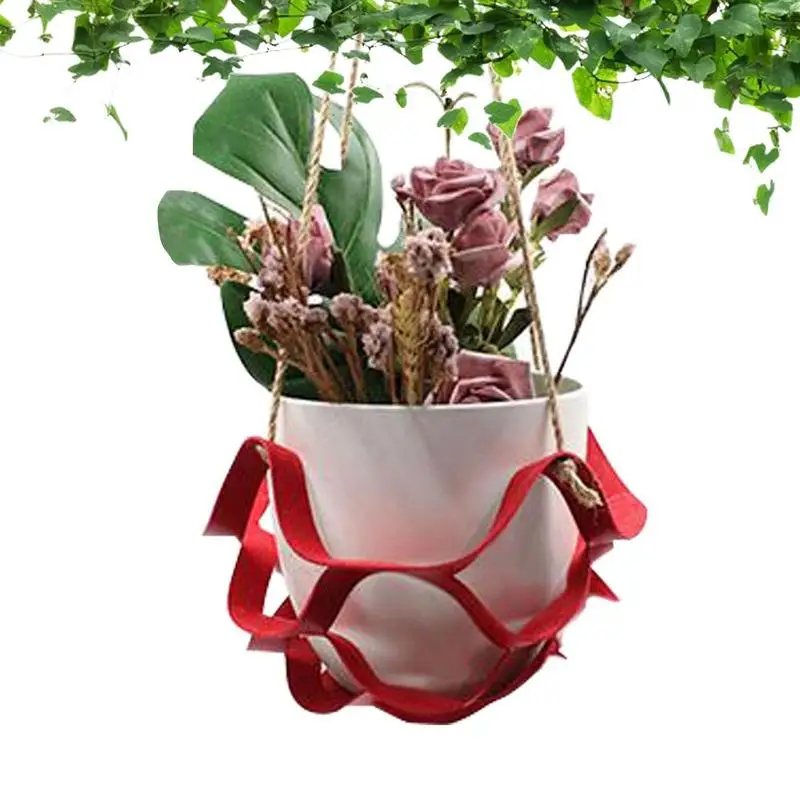 

Leather Plant Hangers Indoor Planters Basket Indoor Outdoor Hang Planters Basket Hang Flowerpot Basket Macrame Basket For