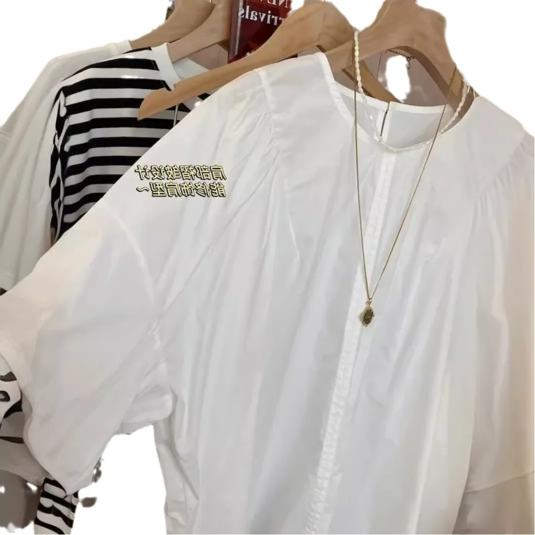 Простая рубашка со средним рукавом для поездок на работу женская корейская