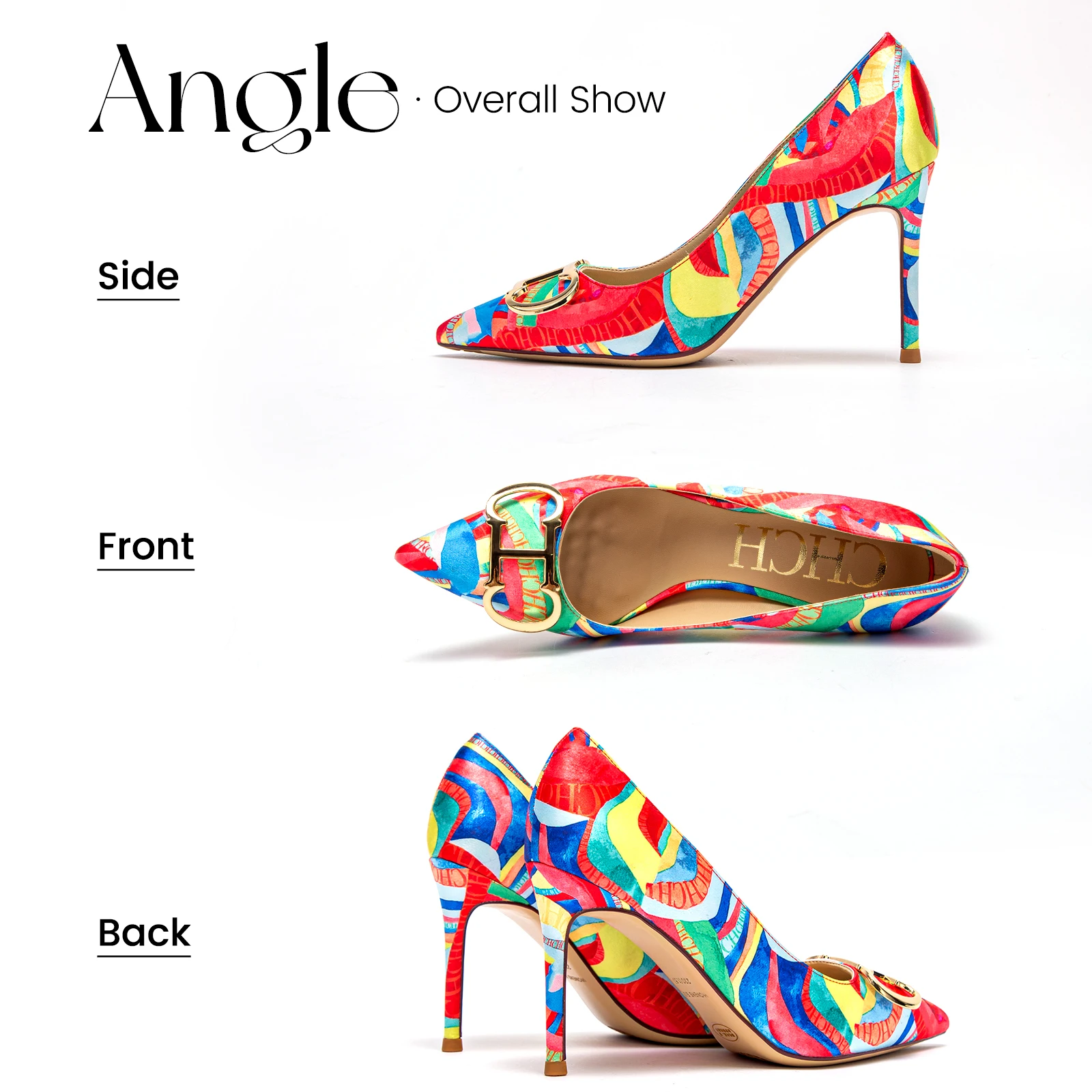 Модные Женские Туфли На Высоком Каблуке С Роскошным Дизайном Цветные Блоки